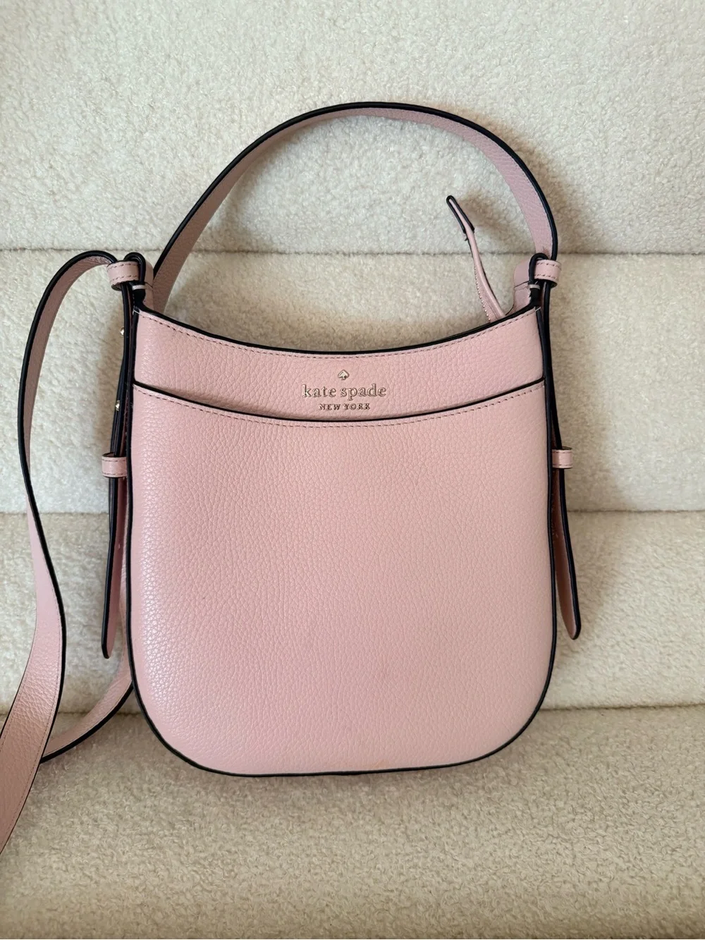 Kate Spade Leila North South Crossbody in Rose Smoke Pebbled Leather
